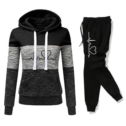 Color Block Hooded Sweatshirt And Pant