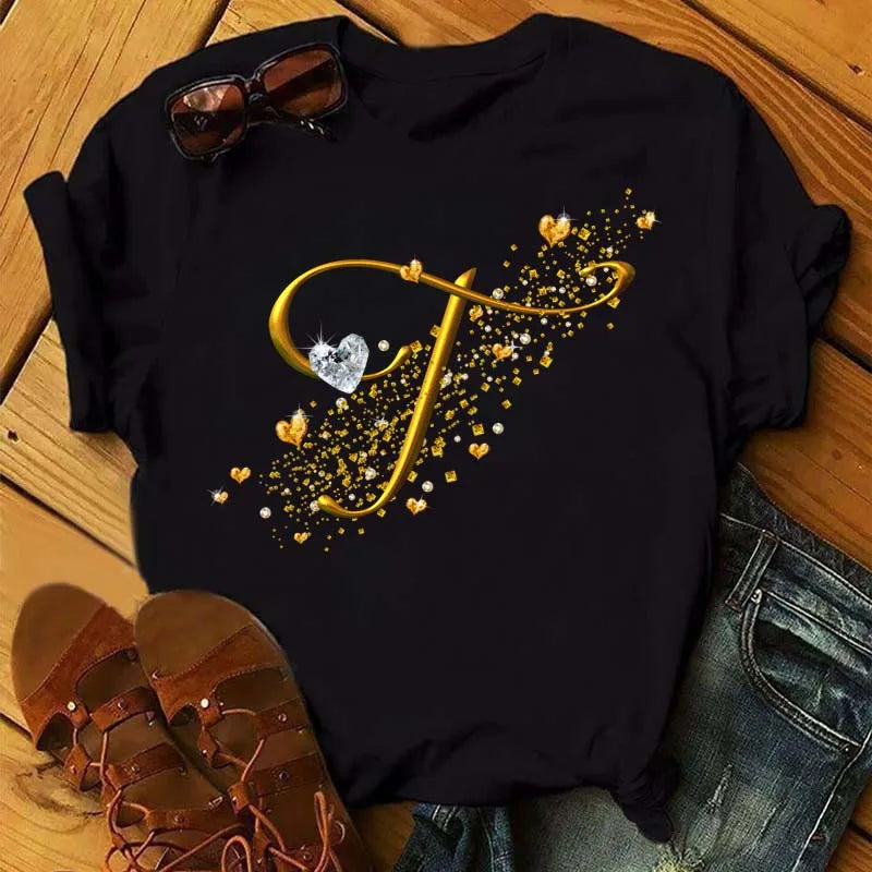 Women’s Custom Letter Graphic T-Shirt