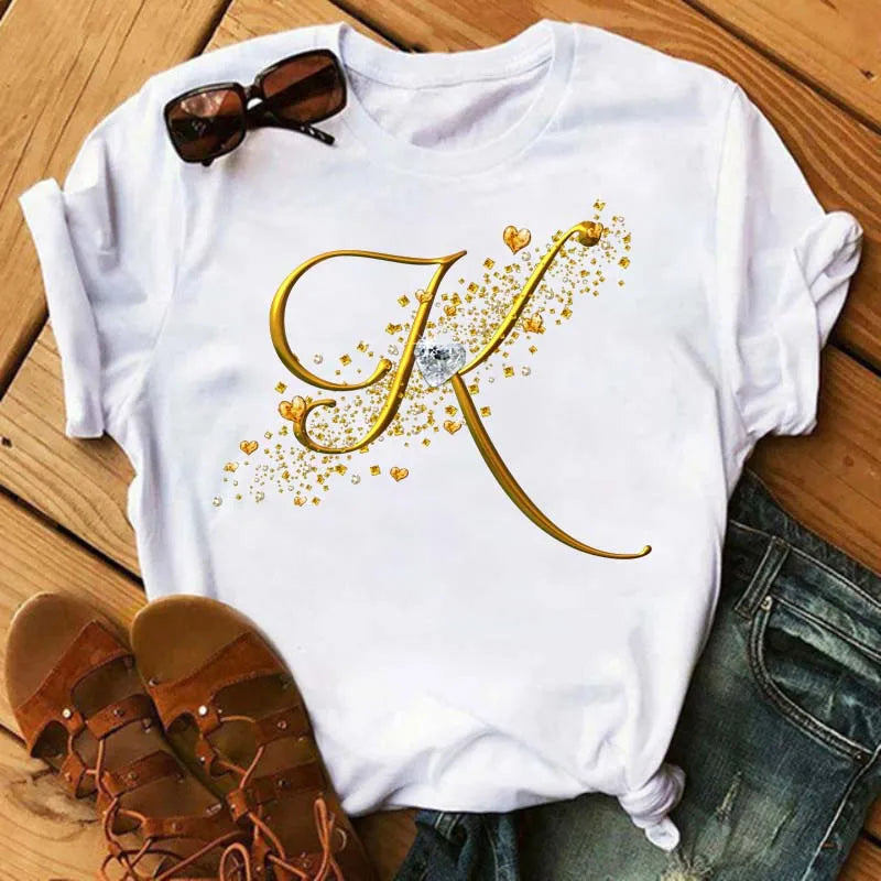 Women’s Custom Letter Graphic T-Shirt