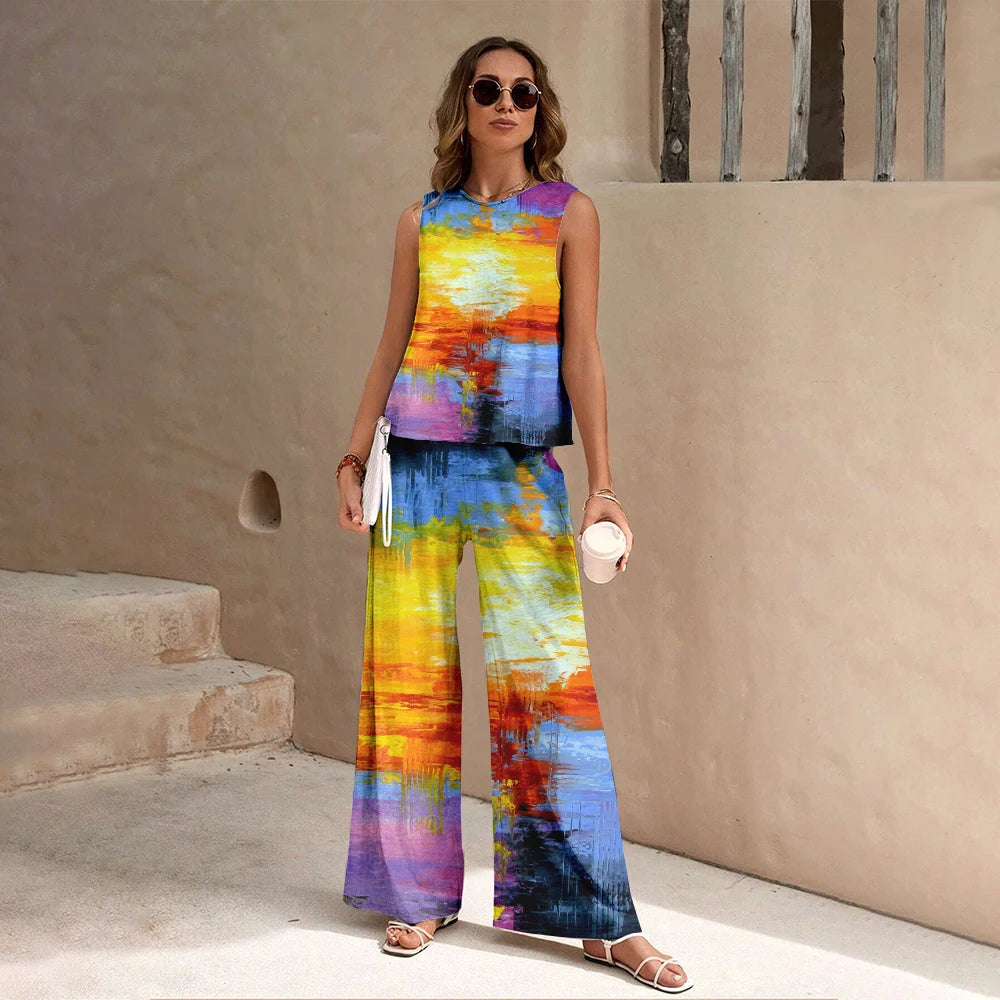 Floral Pattern Print 2 Pieces Set