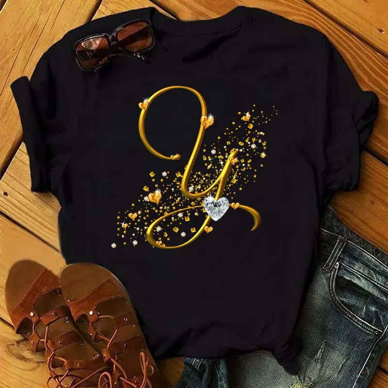 Women’s Custom Letter Graphic T-Shirt