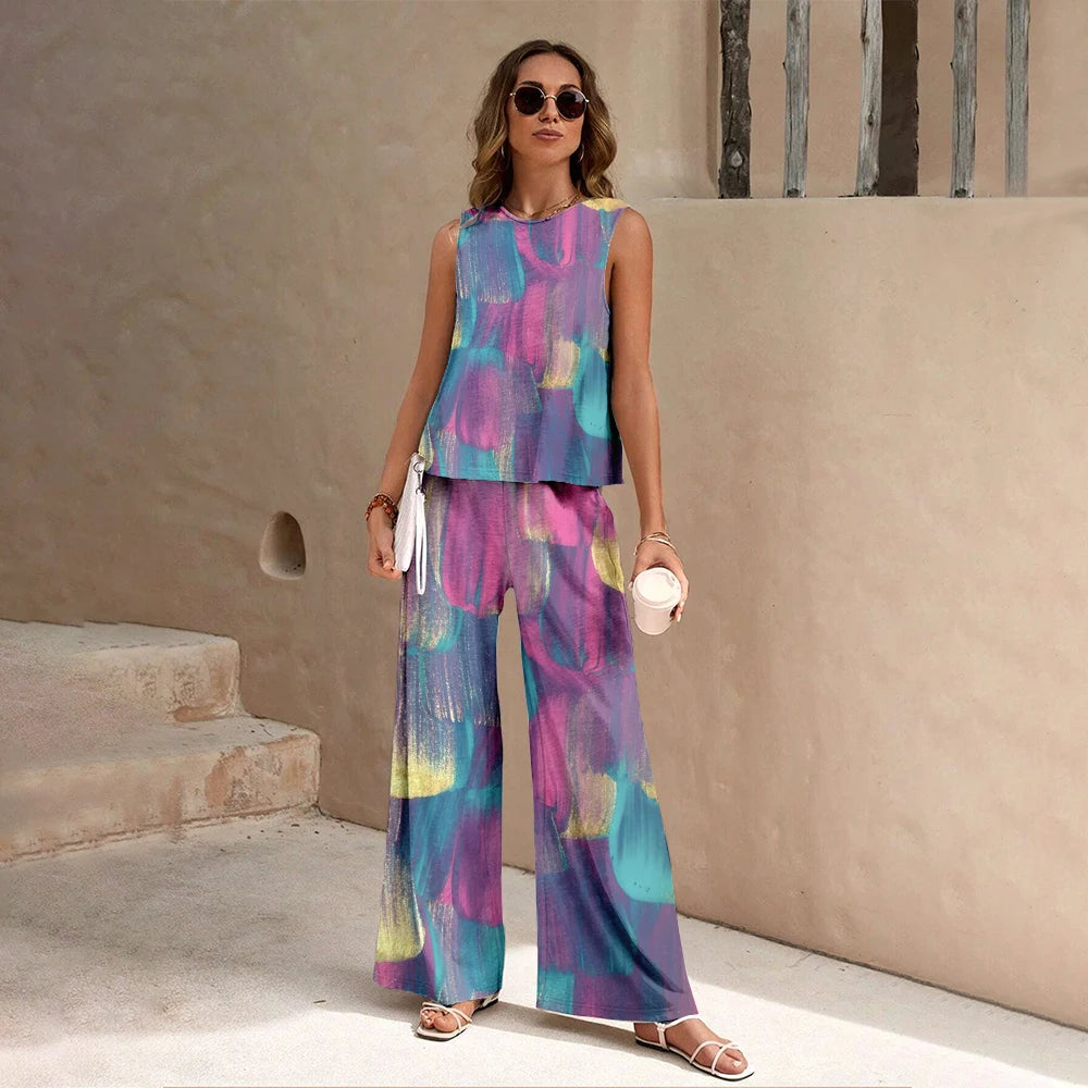 Floral Pattern Print 2 Pieces Set