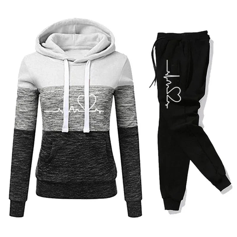 Color Block Hooded Sweatshirt And Pant
