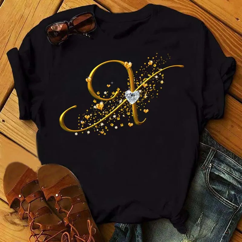 Women’s Custom Letter Graphic T-Shirt