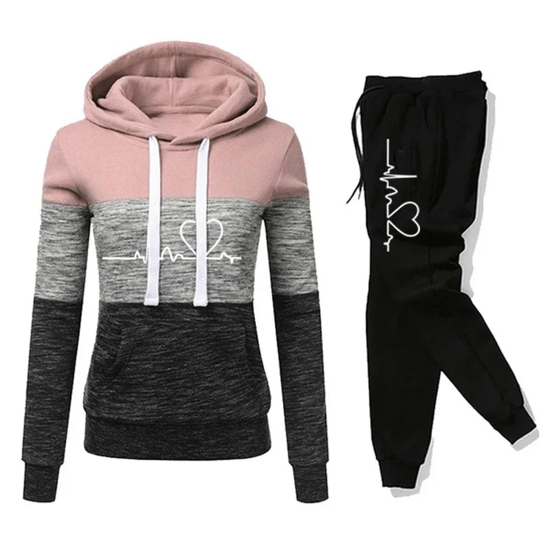 Color Block Hooded Sweatshirt And Pant
