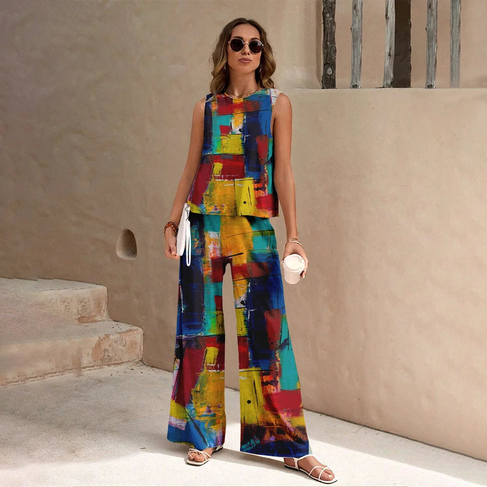 Floral Pattern Print 2 Pieces Set