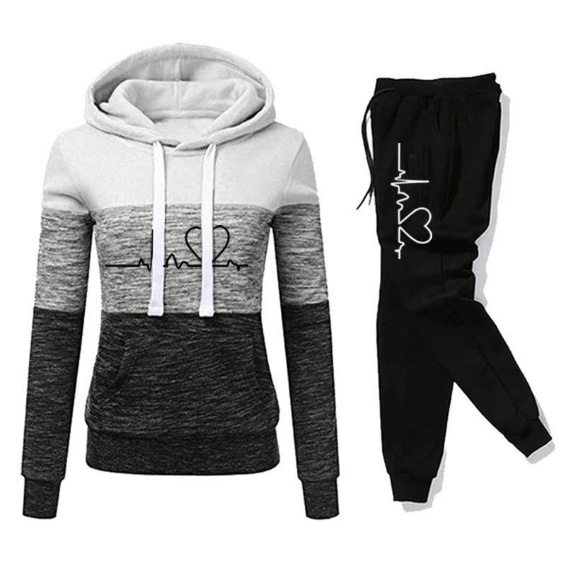 Color Block Hooded Sweatshirt And Pant
