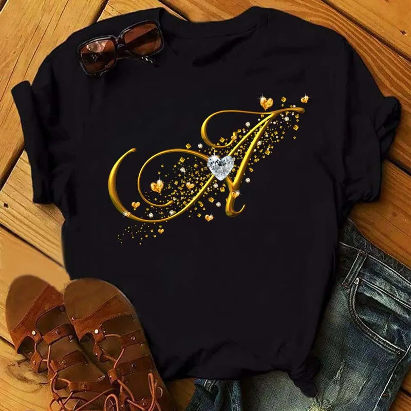 Women’s Custom Letter Graphic T-Shirt