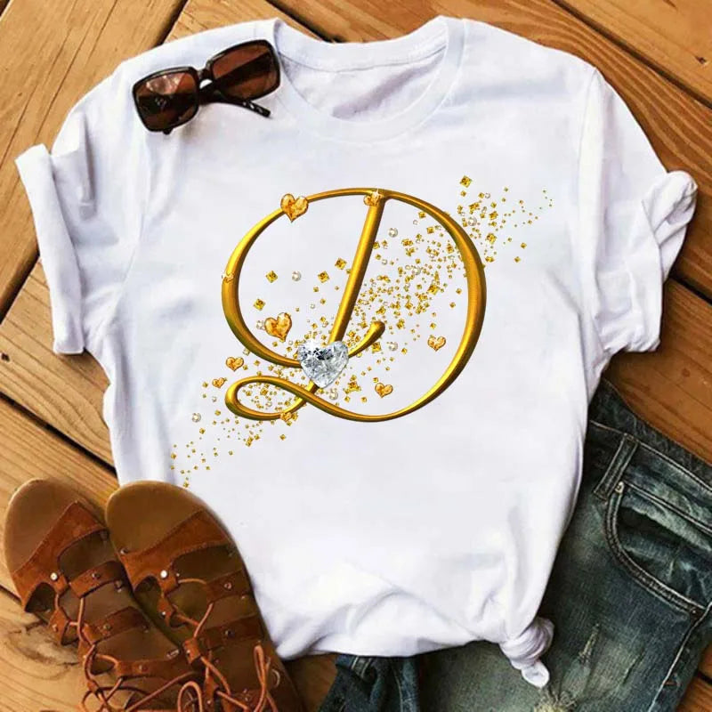 Women’s Custom Letter Graphic T-Shirt