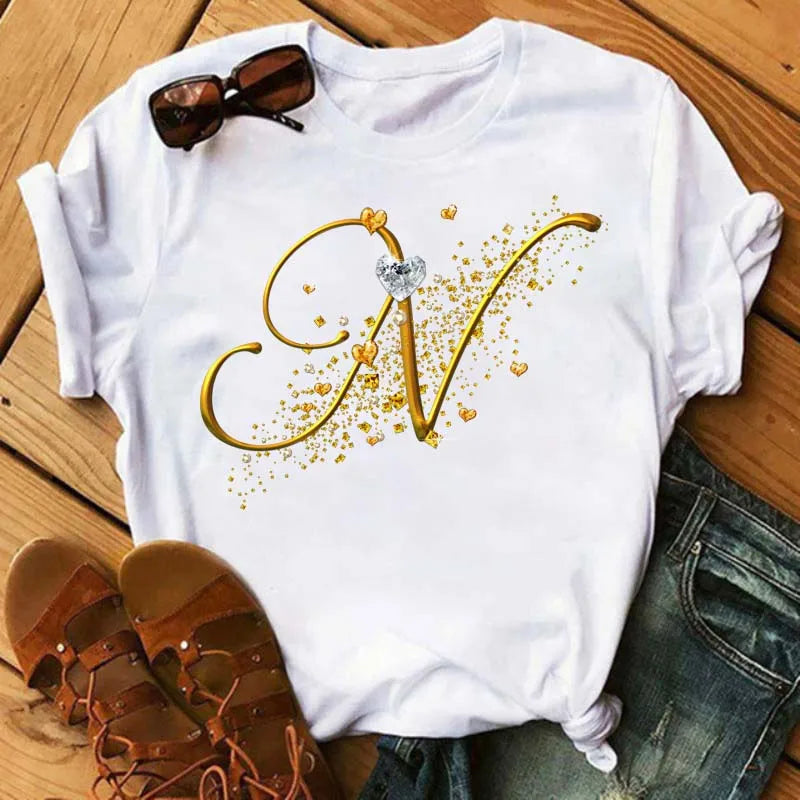 Women’s Custom Letter Graphic T-Shirt
