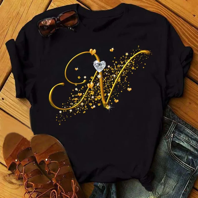 Women’s Custom Letter Graphic T-Shirt