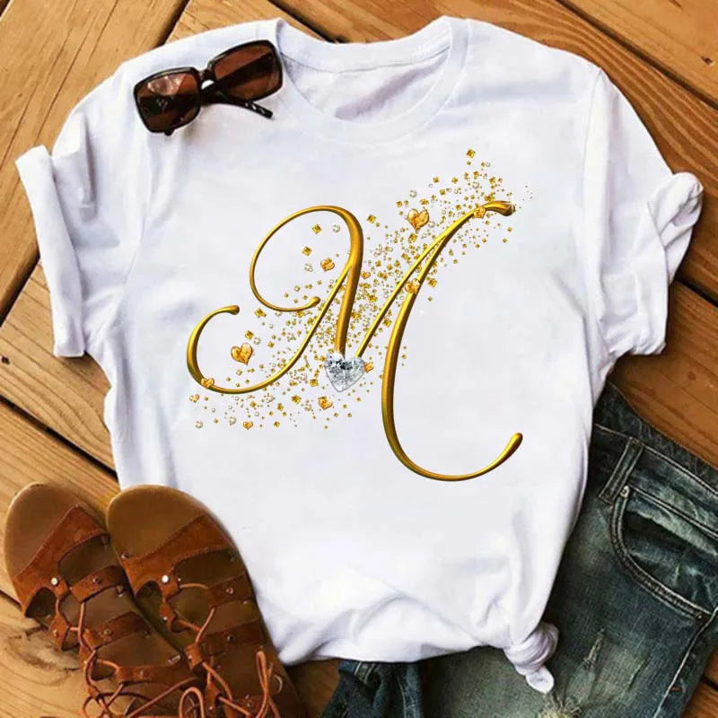 Women’s Custom Letter Graphic T-Shirt