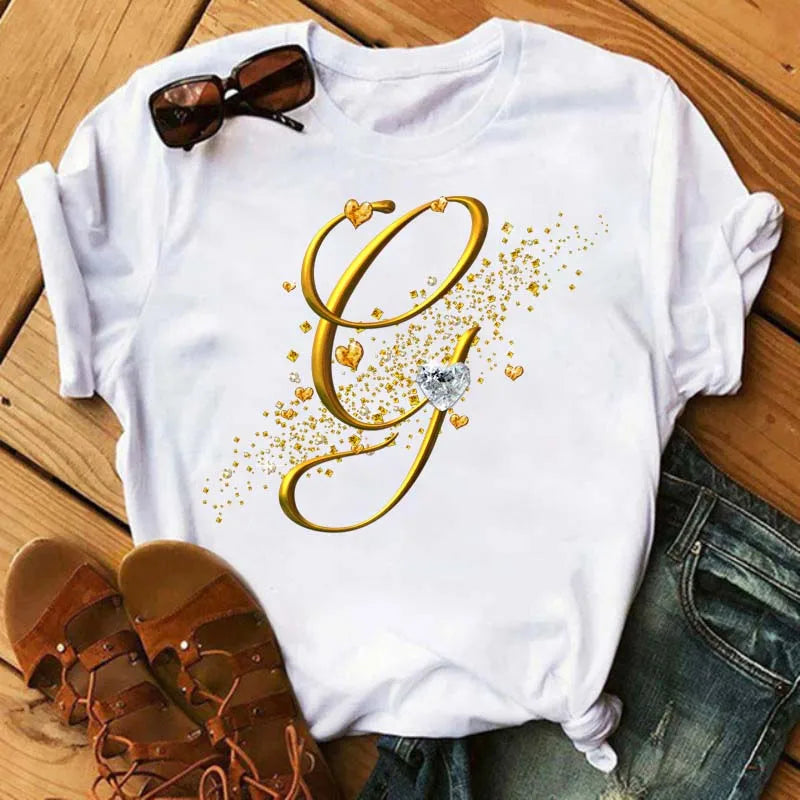 Women’s Custom Letter Graphic T-Shirt