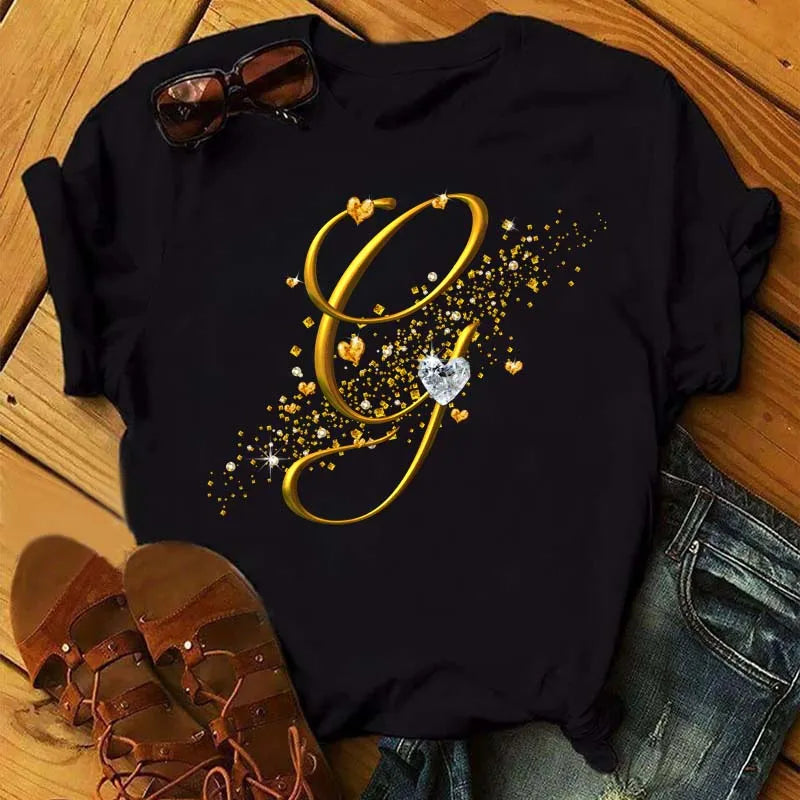 Women’s Custom Letter Graphic T-Shirt