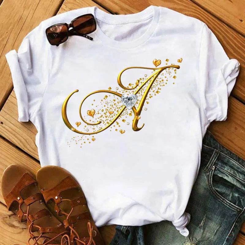 Women’s Custom Letter Graphic T-Shirt