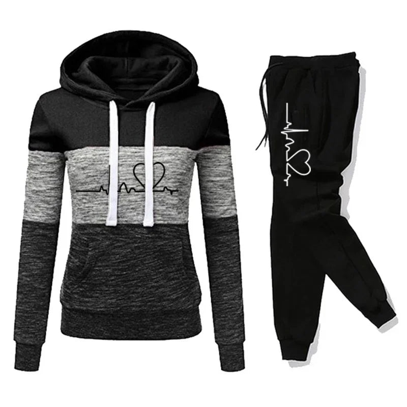Color Block Hooded Sweatshirt And Pant