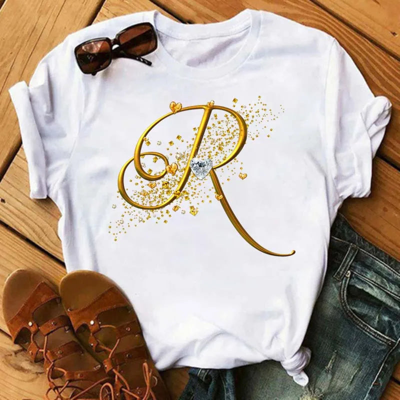 Women’s Custom Letter Graphic T-Shirt