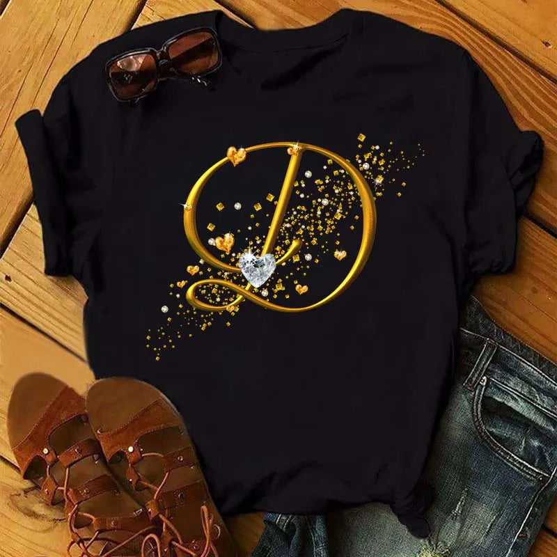 Women’s Custom Letter Graphic T-Shirt