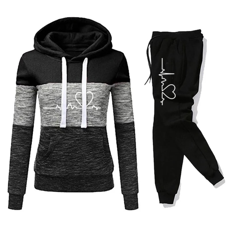 Color Block Hooded Sweatshirt And Pant
