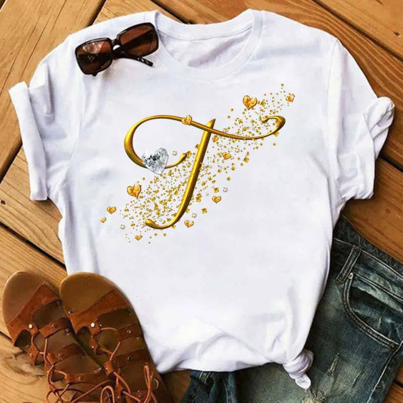 Women’s Custom Letter Graphic T-Shirt