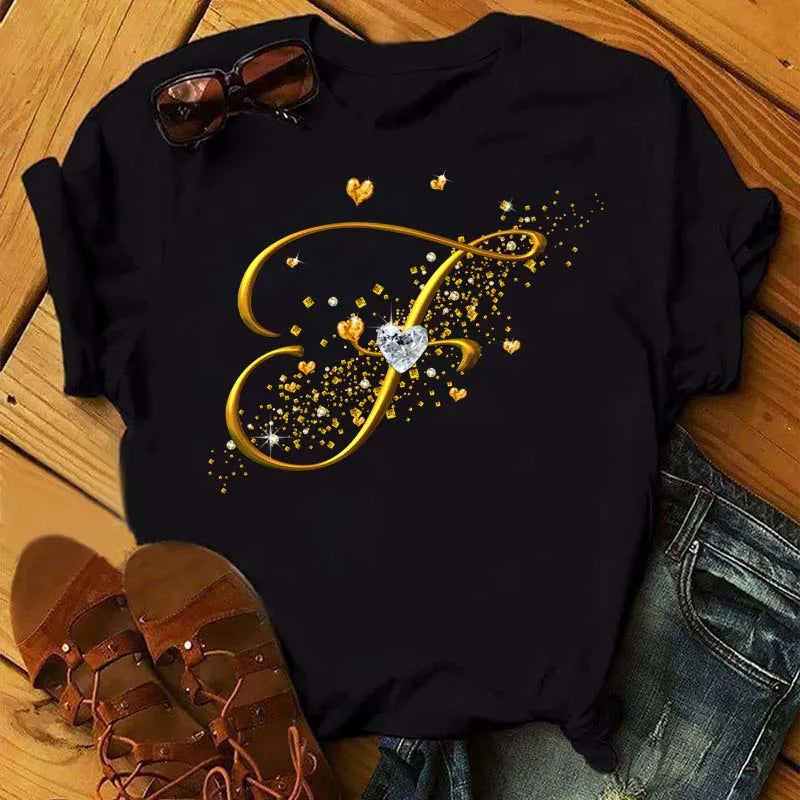 Women’s Custom Letter Graphic T-Shirt