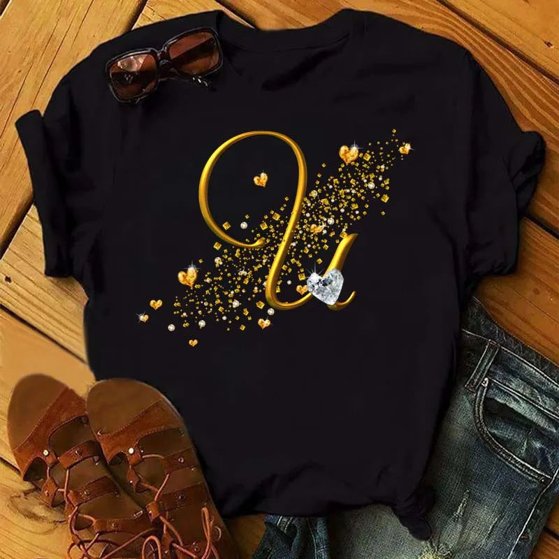 Women’s Custom Letter Graphic T-Shirt