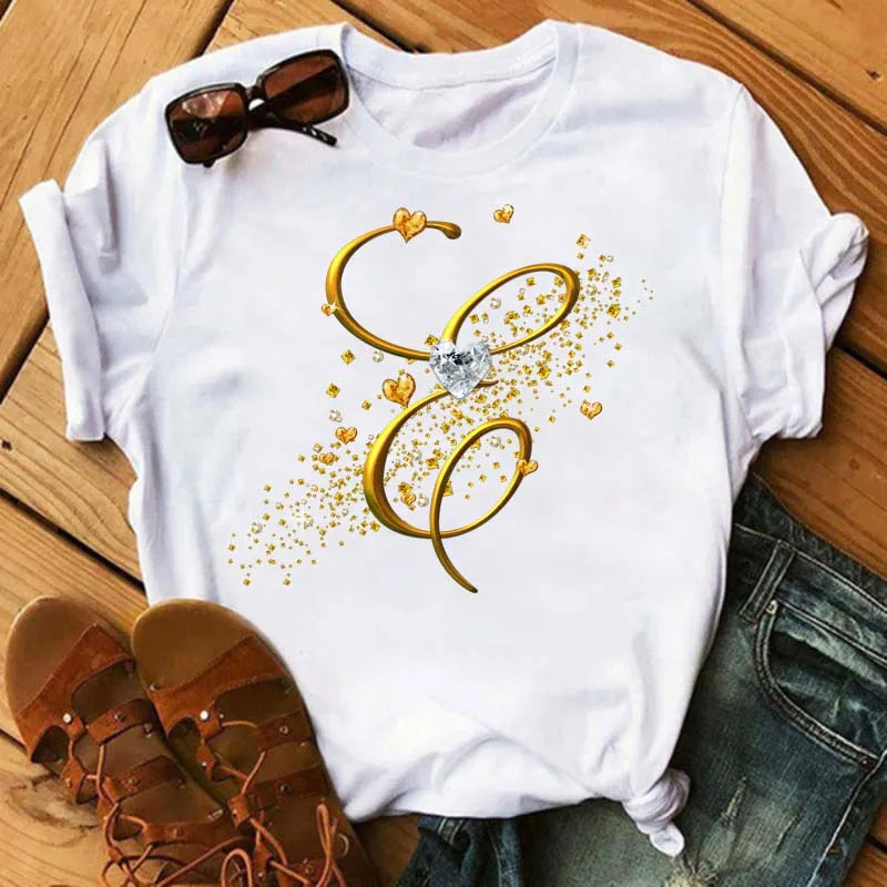 Women’s Custom Letter Graphic T-Shirt