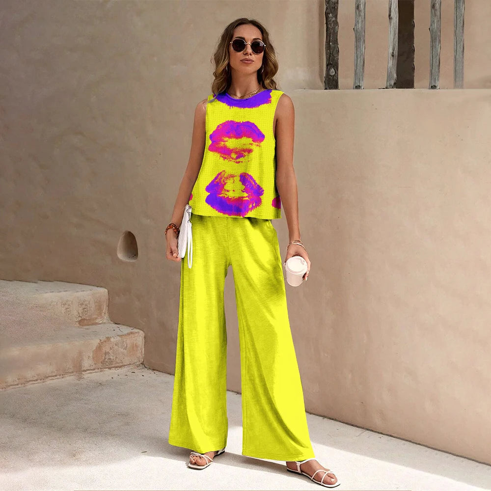 Floral Pattern Print 2 Pieces Set