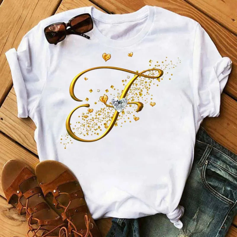 Women’s Custom Letter Graphic T-Shirt