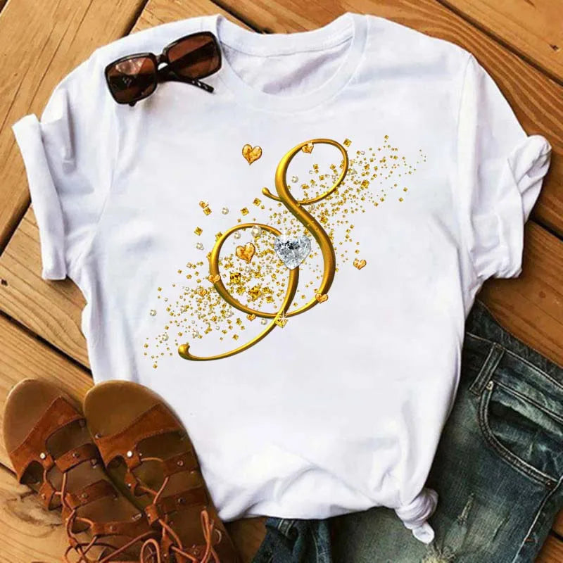 Women’s Custom Letter Graphic T-Shirt
