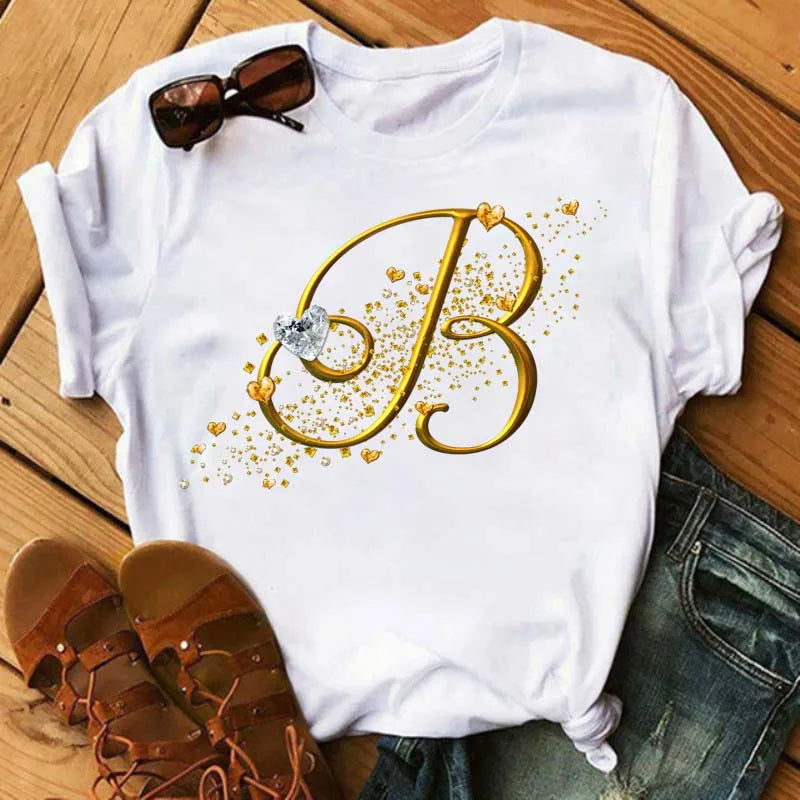 Women’s Custom Letter Graphic T-Shirt
