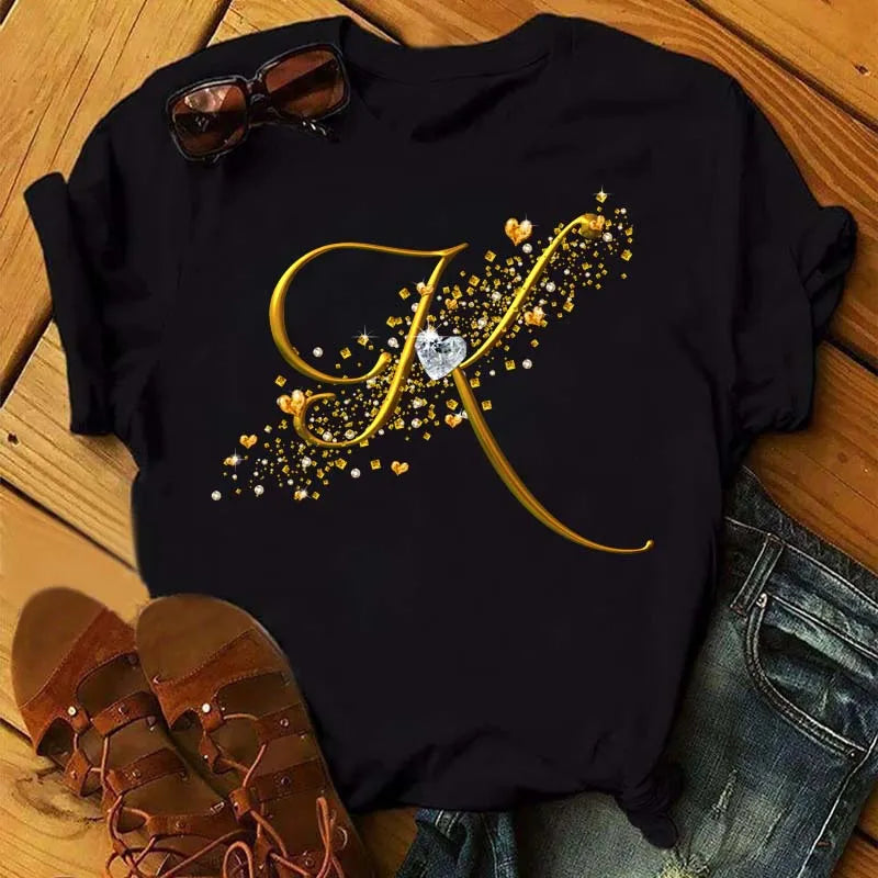 Women’s Custom Letter Graphic T-Shirt