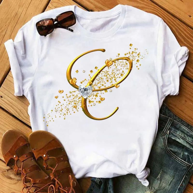 Women’s Custom Letter Graphic T-Shirt