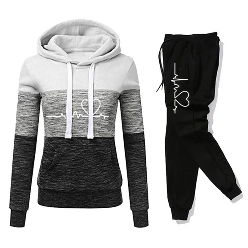 Color Block Hooded Sweatshirt And Pant