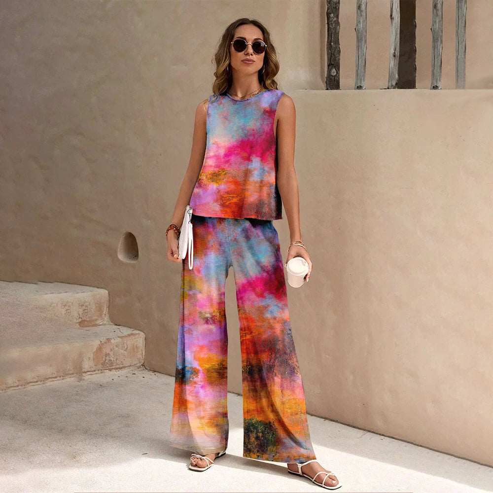 Floral Pattern Print 2 Pieces Set