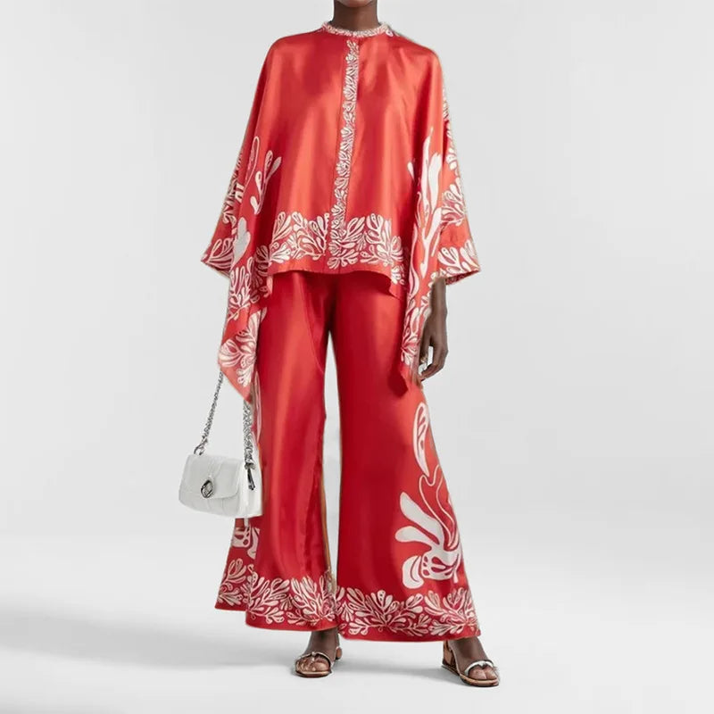 Women’s Geometric Print 2-Piece Top and Wide-Leg Pants Set