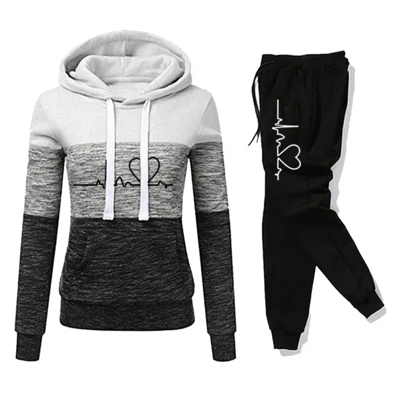 Color Block Hooded Sweatshirt And Pant